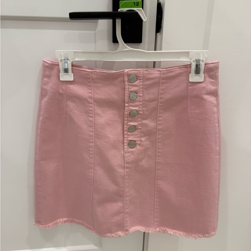 Francesca's Collections Pink Button-Front Pencil Skirt